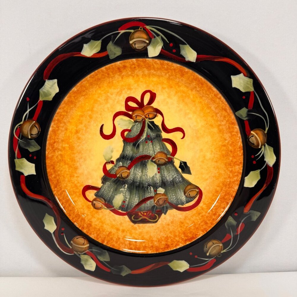 Christmas Certified International Judy Westegaard Ribbon and Bells Dinner Plate